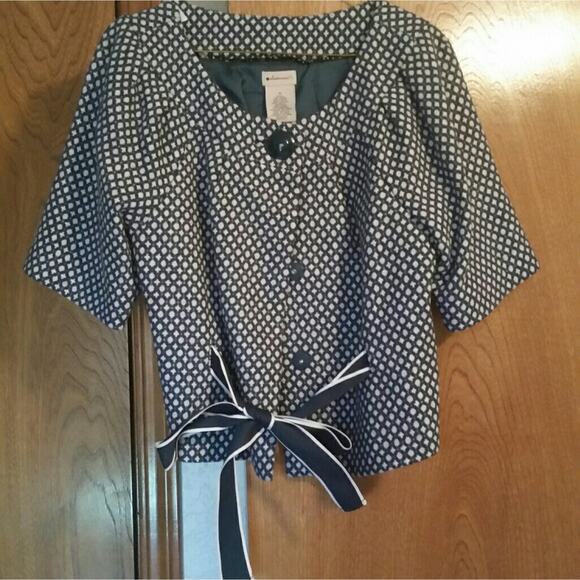 Anthropologie Elevenses Kelly Green cropped tapestry green tea jacket. Size 6 - Picture 2 of 2